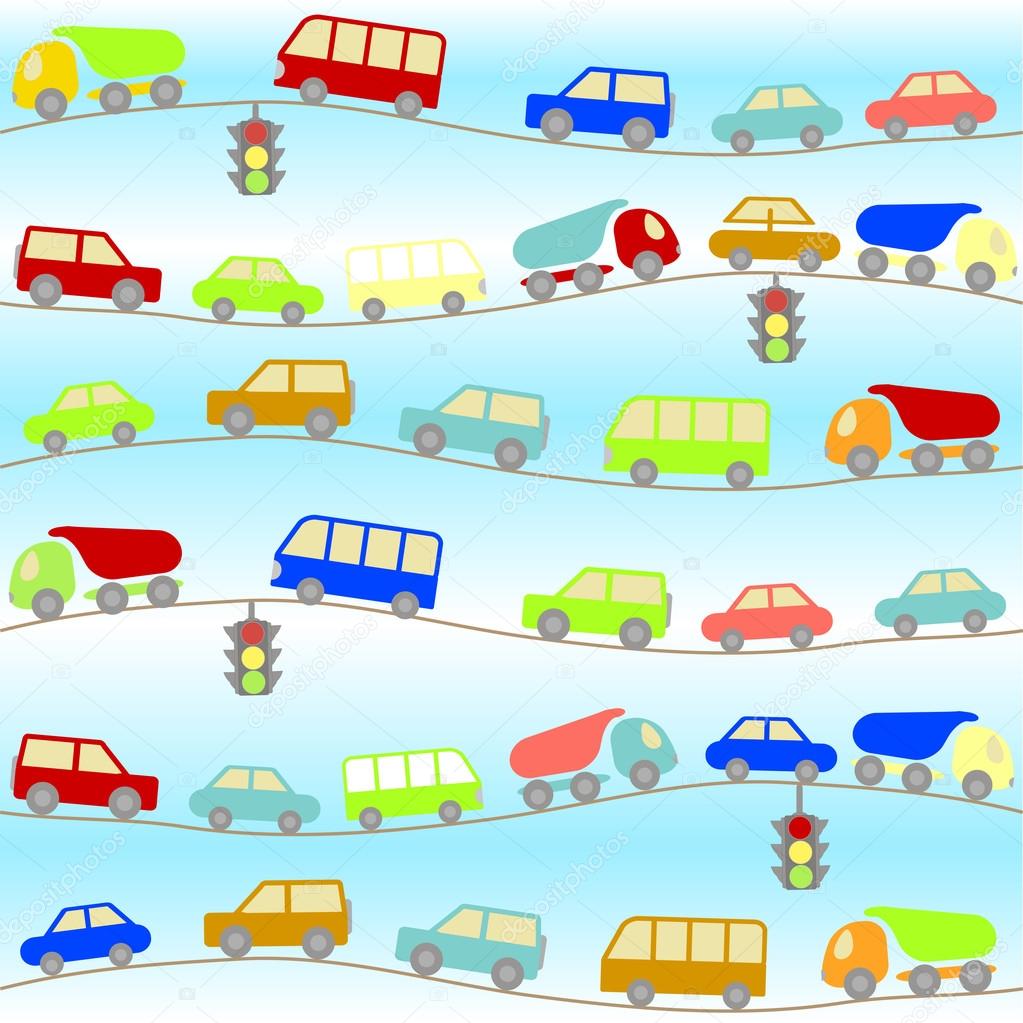 Background with cartoon cars