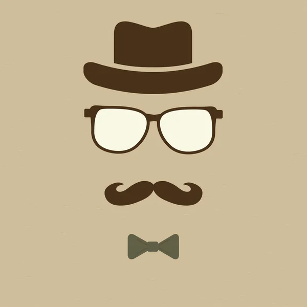 Chapeau de Hipster, lunettes, moustache — Image vectorielle