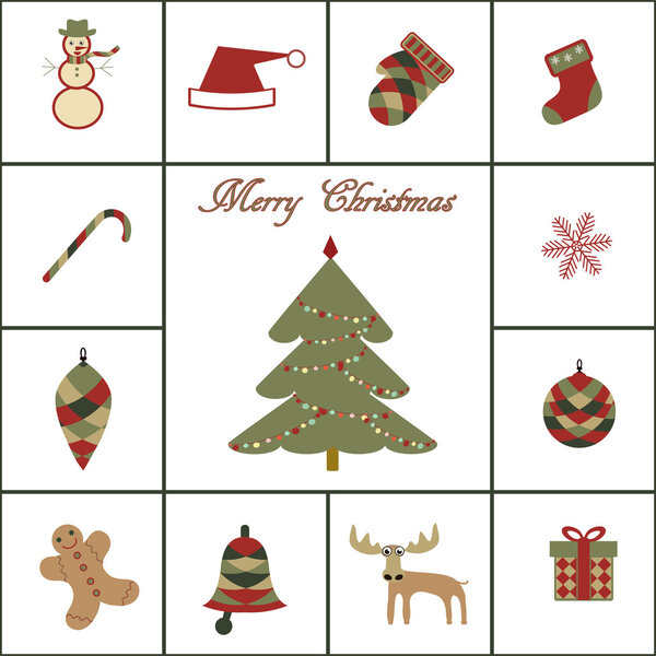 Merry christmas icon set