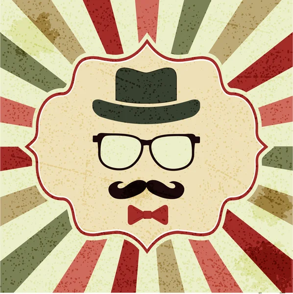 Arrière-plan avec chapeau hipster, lunettes, moustache — Image vectorielle