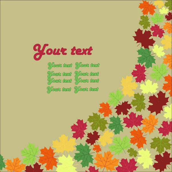 秋のカエデの葉の背景カード — ストックベクタ