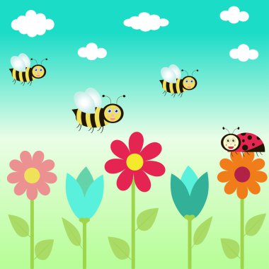 çiçekler ve kelebekler arka plan