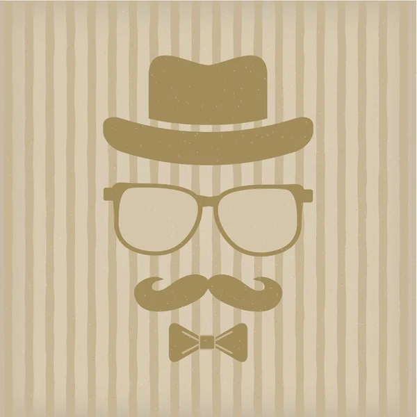 Hipster hatt, glasögon, mustasch — Stock vektor
