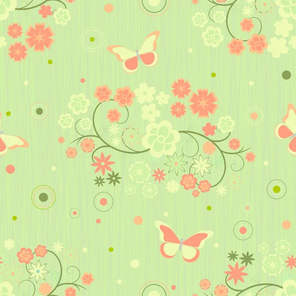 Fondo con flores y mariposas — Vector de stock