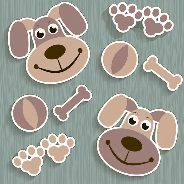 Fondo sin costuras con perros, patas y huesos — Vector de stock