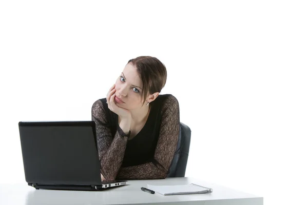 Junge attraktive Frau telefoniert. isoliert auf weiß — Stockfoto