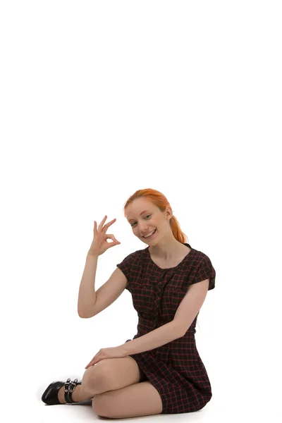 Young woman giving Perfect gesture — Stock Photo, Image