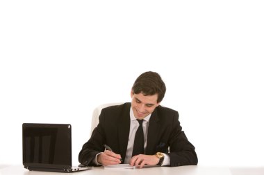 işadamı yazılı notlar gülümseyen