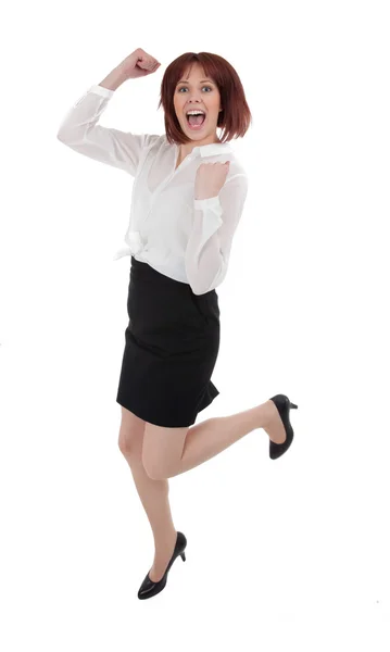 Glad kvinna dansa av glädje — Stockfoto