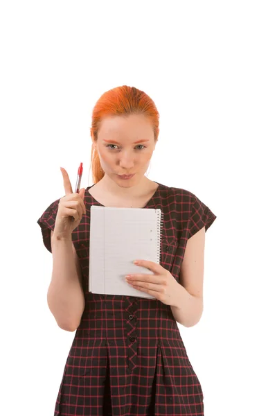 Linda joven secretaria pelirroja — Foto de Stock