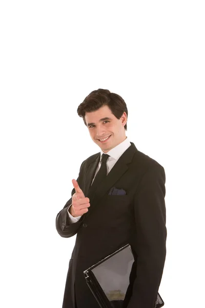 Confident businessman giving a thumbs up — Stock Photo, Image