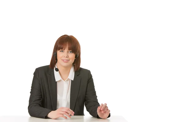 Attractive redhead call centre operator — Stock Photo, Image