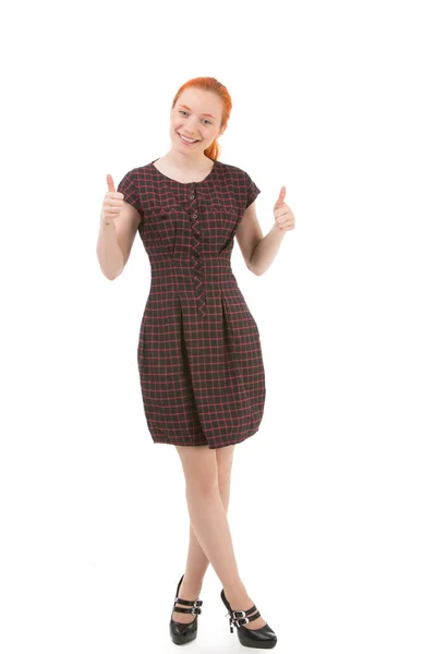 Excited woman giving a double thumbs up — Stock Photo, Image