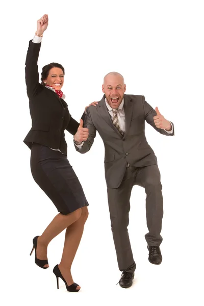 Empresários felizes, alegres e bem sucedidos — Fotografia de Stock
