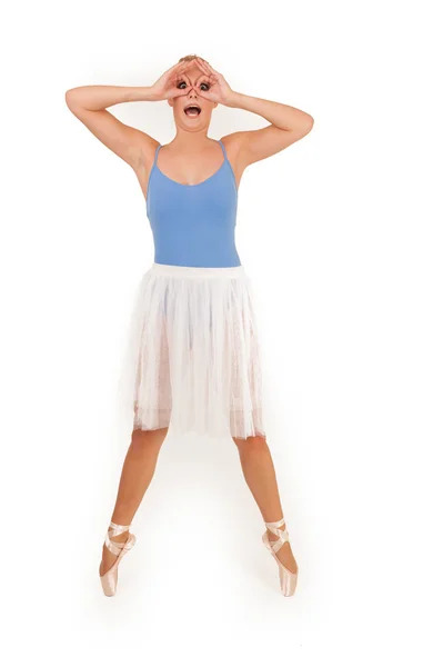 Fun portrait of a ballerina circling her eyes — Stock Photo, Image