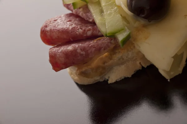 Salami and cheese sandwich — Stock Photo, Image