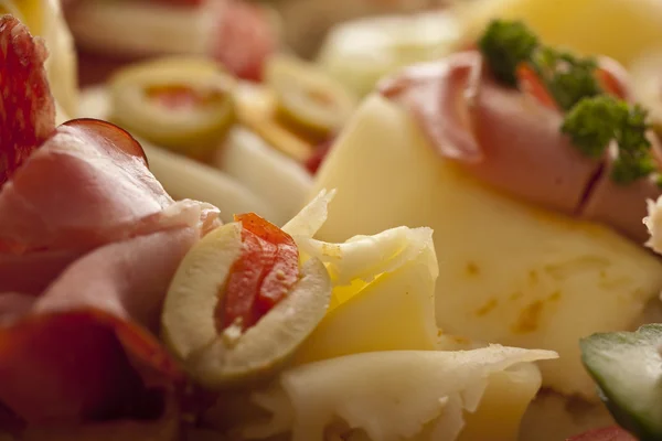 Ham and cheese appetizer — Stock Photo, Image
