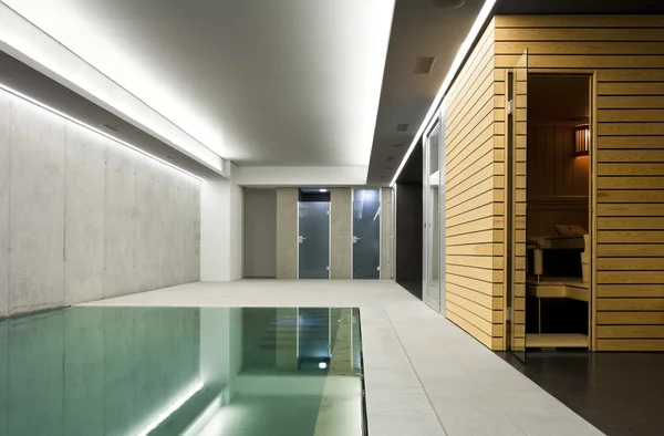 Casa moderna con piscina, interni — Foto Stock