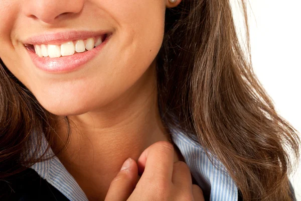 Giovane donna, isolata su sfondo bianco — Foto Stock