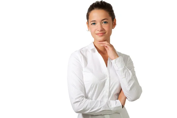 Mulher retrato em branco — Fotografia de Stock