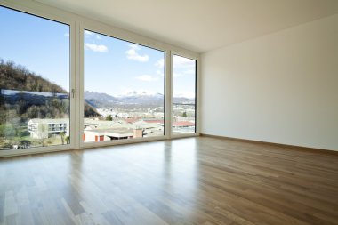Interior, empty new apartment, windows clipart