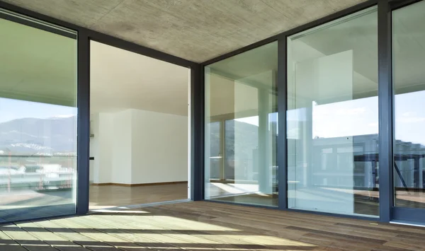 Interior, apartamento nuevo vacío, terraza — Foto de Stock