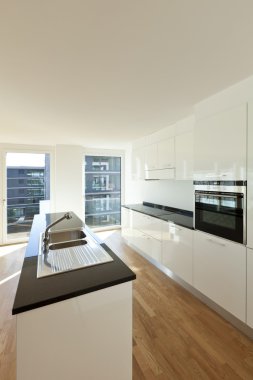 iç, yeni daire, beyaz mutfak