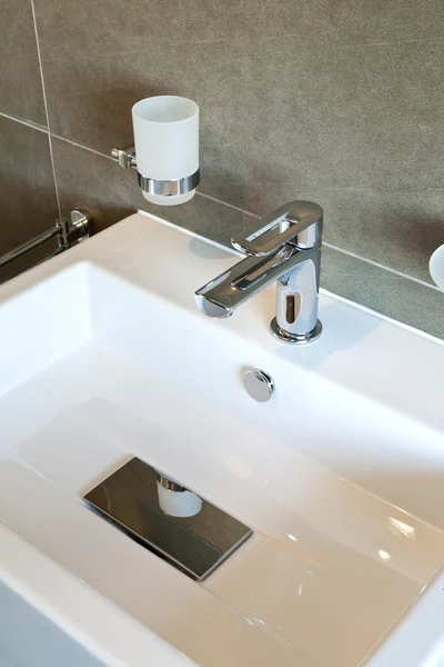 Interior, empty new apartment, bathroom sink — Stock Photo, Image