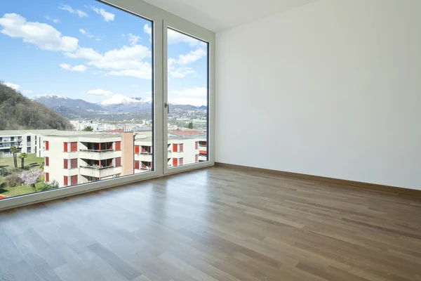 Interior, empty new apartment, windows Royalty Free Stock Photos