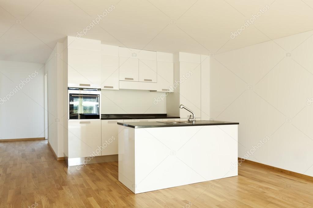 Interior, new apartment, white kitchen