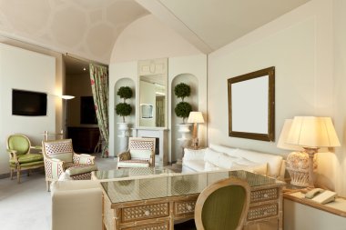Interior luxury apartment, comfortable suite clipart