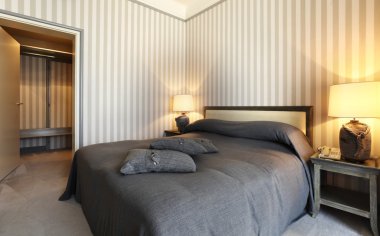 lüks daire, iç, konforlu yatak odası