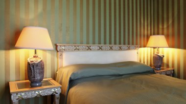 lüks daire, iç, konforlu yatak odası