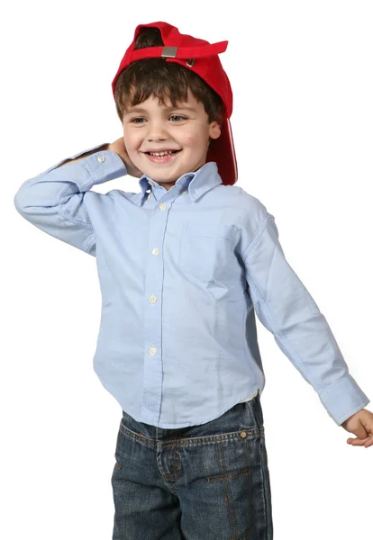Retrato de menino em boné vermelho — Fotografia de Stock