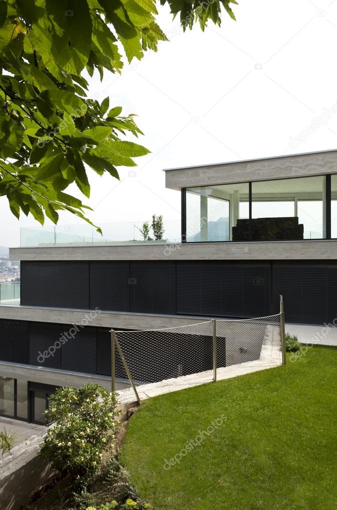 Beautiful modern house, view from garden