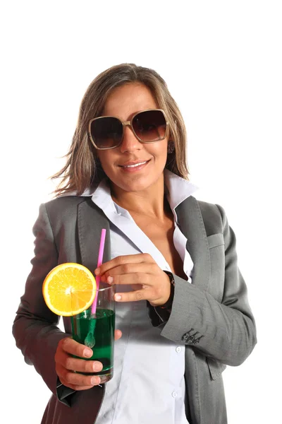 Karriär kvinna med drink — Stockfoto
