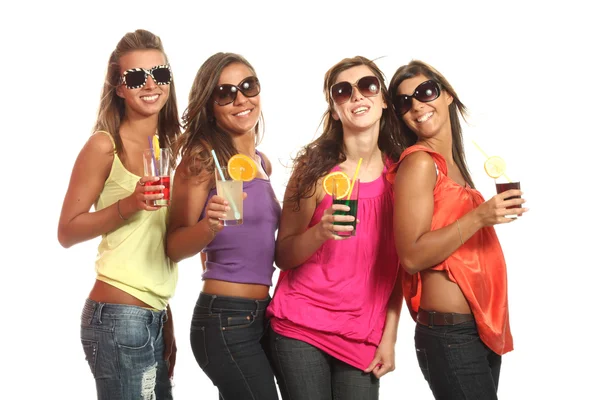 Four girls have fun at the party — Stock Photo, Image