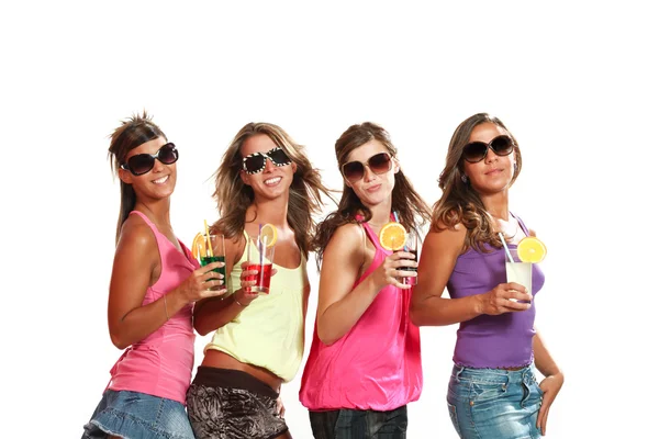 Four girls have fun at the party — Stock Photo, Image