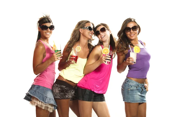 Four girls have fun at the party — Stock Photo, Image