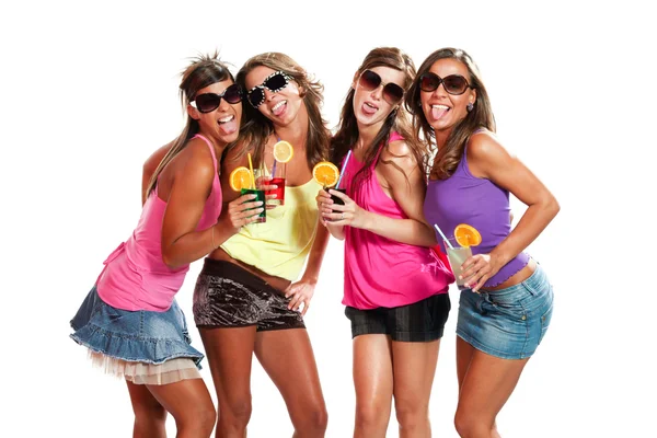 Four girls have fun at the party — Stock Photo, Image