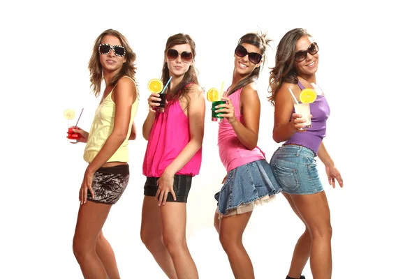 Four girls have fun at the party — Stock Photo, Image