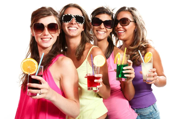 Four girls have fun at the party — Stock Photo, Image