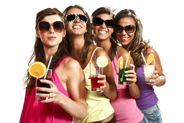 Four girls have fun at the party — Stock Photo, Image