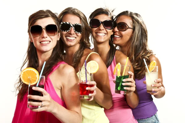 Four girls have fun at the party — Stock Photo, Image