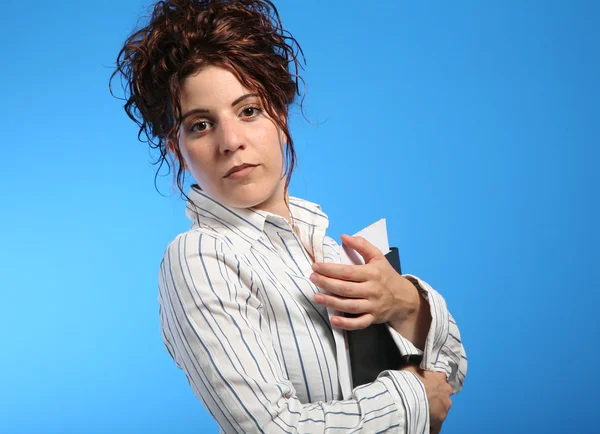 Portrait of Pretty Woman with folder — Stock Photo, Image