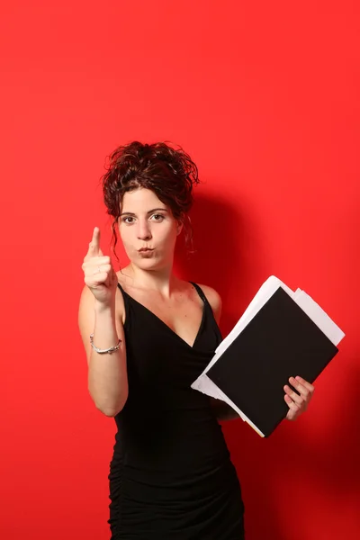 Portrait of woman with document folder — Stock Photo, Image