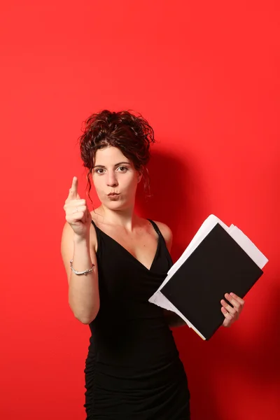 Retrato de mulher com pasta de documento — Fotografia de Stock