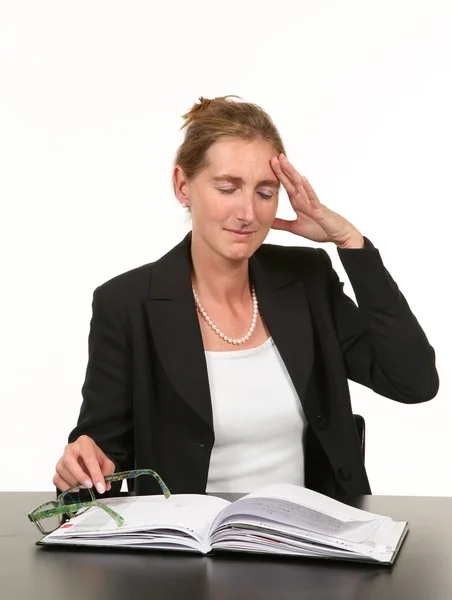 Businesswoman with headacke — Stock Photo, Image