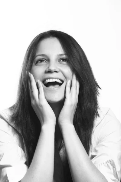 Black white portrait of young woman — Stock Photo, Image