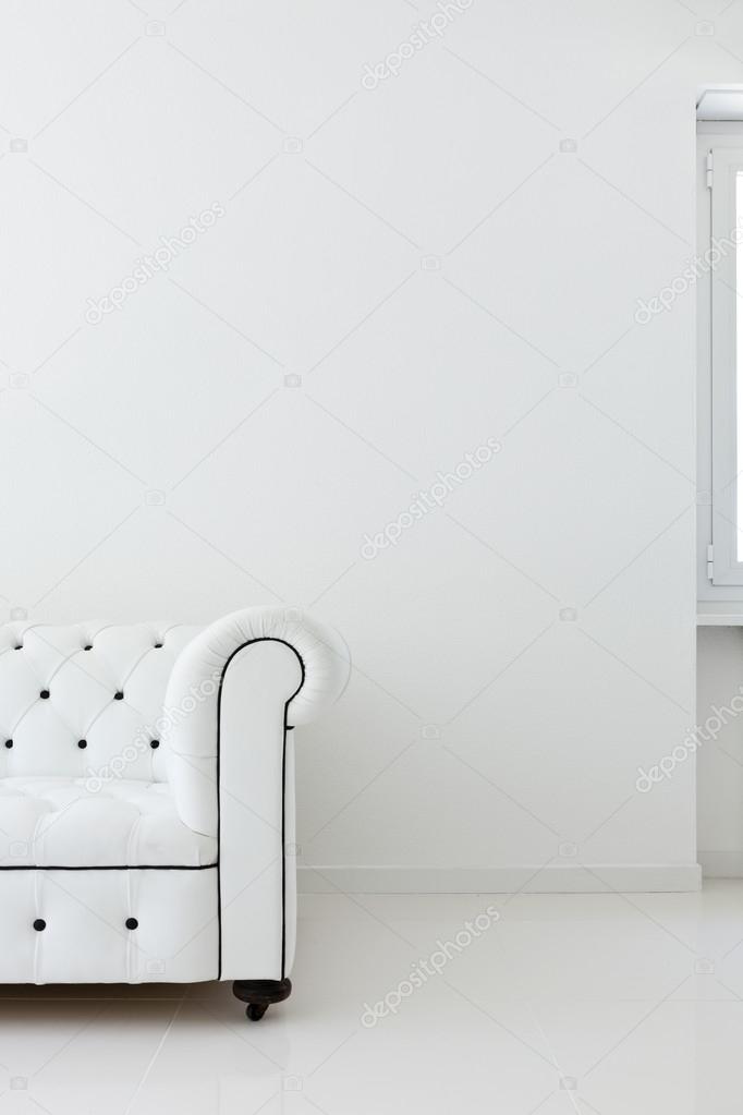 Leather sofa in white room